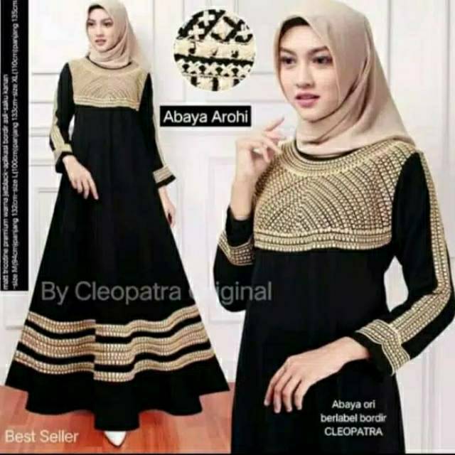 ABAYA BORDIR  AROHI  BAHAN JATBLACK SAUDI