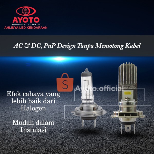 Lampu motor depan headlamp LED H4 AYOTO AC DC M3A