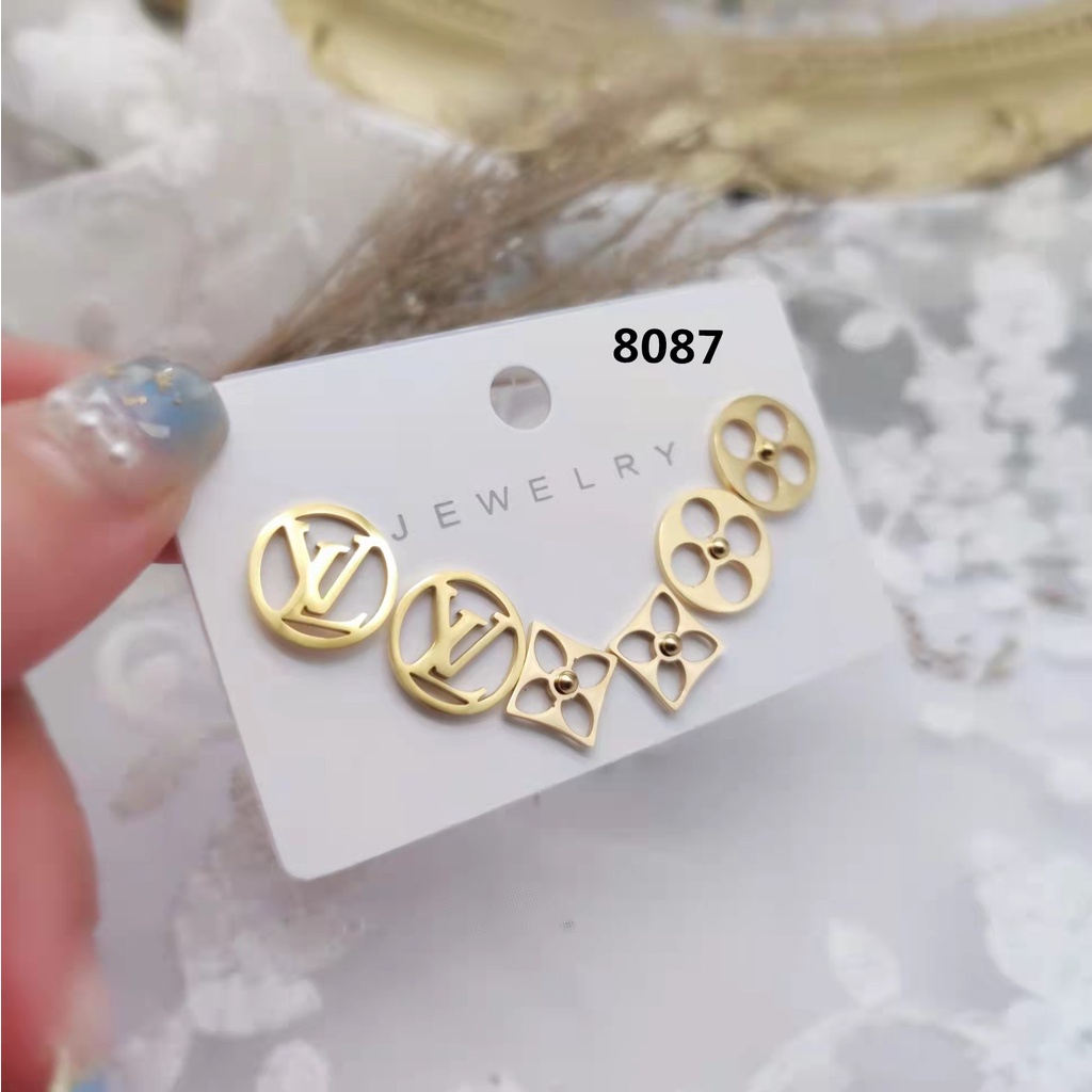 Anting titanium perhiasan fashion 8087,8062