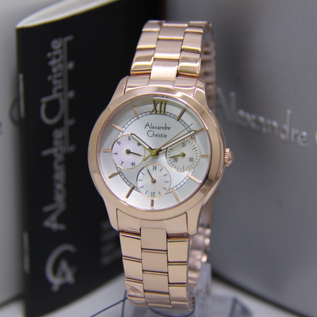 ALEXANDRE CHRISTIE 2815 WANITA ROSEGOLD WHITE ORIGINAL AC2815 AC 2815 JAM TANGAN CEWEK ARLOJI CEWEK