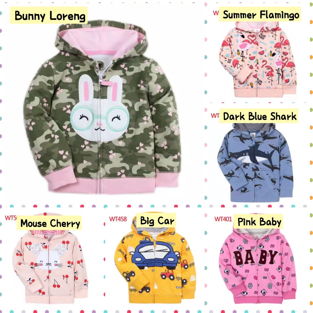 Jaket Hoodie Anak Laki Laki Perempuan Impor Sweater Outer Jaket Bahan Katun Lucu Jaket Bayi Adem