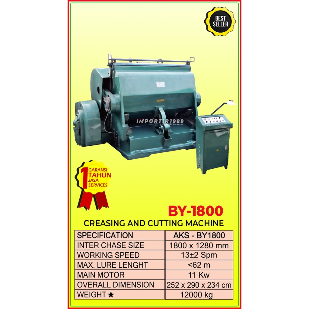 

Mesin Garis Lipat Potong Karton Creasing & Cutting 180 x 128 cm 11 Kw - BY1800 - Importir1989