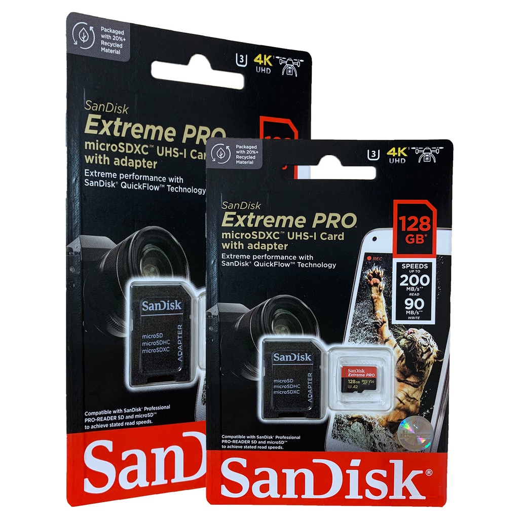 Memory Card | Micro SD 128GB SanDisk Extreme Pro up to 200Mbps U3 A2 V30 - Garansi Resmi Lifetime