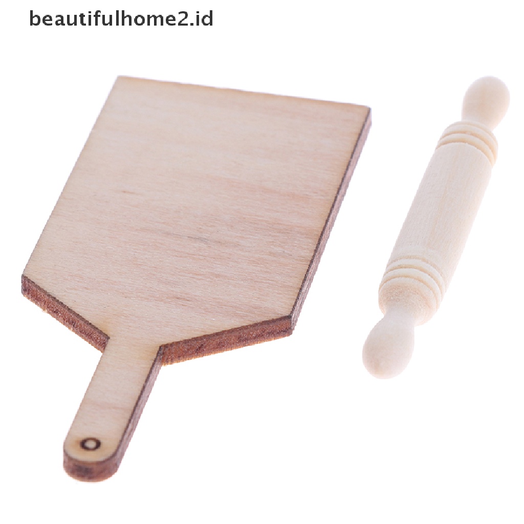 (Beautifulhome2.Id) Mainan Miniatur Papan Potong / Rolling Pin Skala 1: 12 Untuk Aksesoris Dapur Rumah Boneka