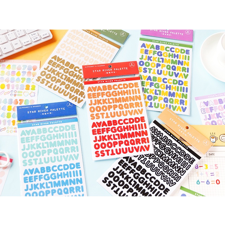 6 Sheets Alphabet Stickers Adhesive Letter Stickers DIY Journal Diary Stationery Decorative Sealing Stickers