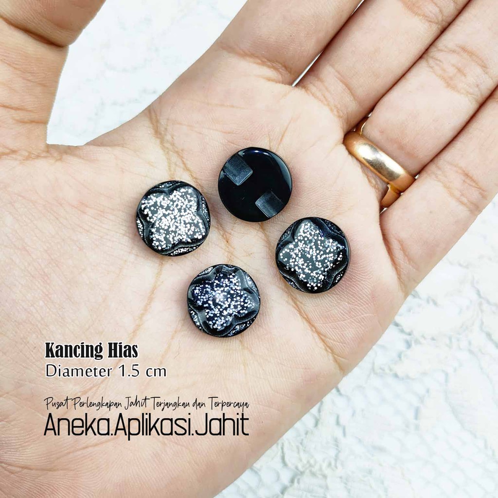 1 LUSIN KANCING HIAS HITAM