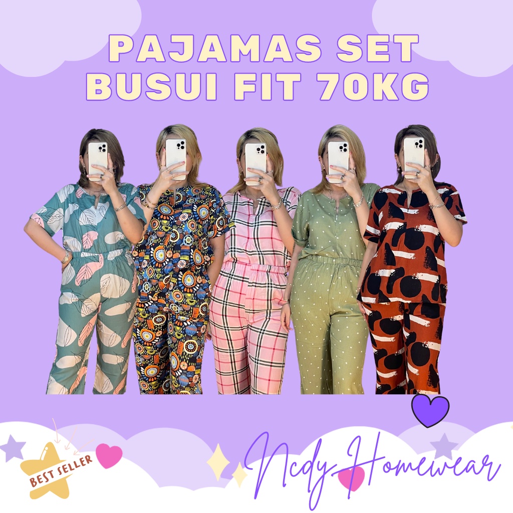 NCDY HOMEWEAR PAJAMAS SET RAYON KEKINIAN SET BUSUI SETELAN WANITA MURAH BAJU ONE SET PIYAMA PREMIUM