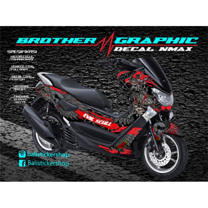 Decal Sticker fullbody NMAX / ALL NEW NMAX desain TENGKORAK SQULL