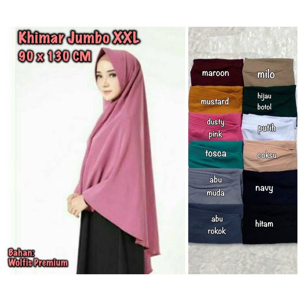 KHIMAR JUMBO XXL - Jilbab Antem Wolfis - Kerudung Kurung Instan