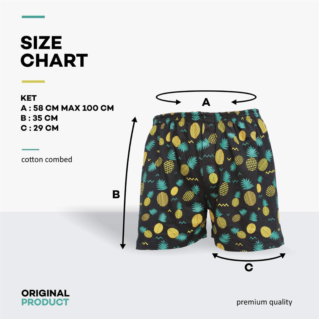 [ Dapat 4 pcs ] CELANA BOXER PENDEK HARIAN, BAHAN KATUN JEPANG / ADEM / LEMBUT /  WARNA MOTIF RANDOM