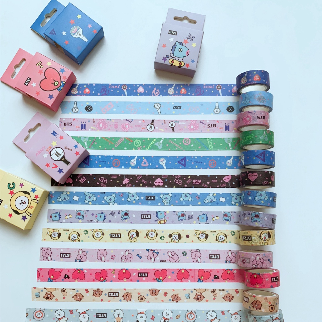 Kpop BTS EXO SEVENTEEN Washi Tape Kartun Lucu Stiker Hadiah Fans