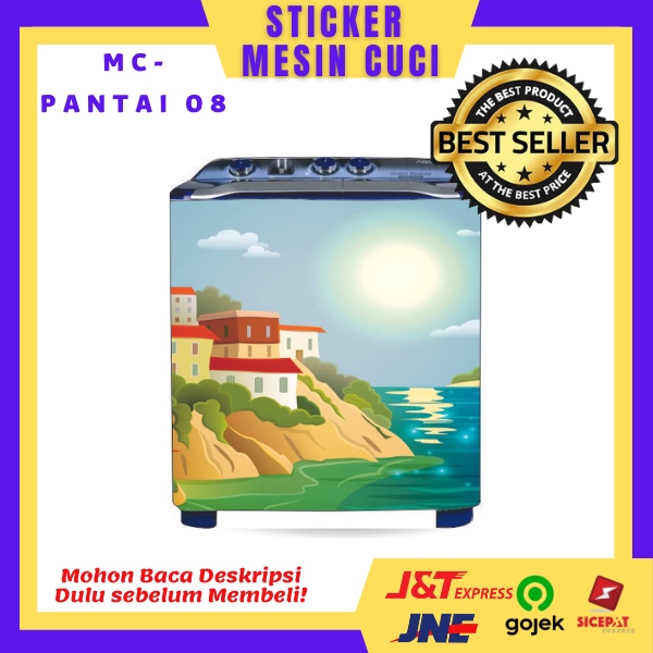 STIKER MESIN CUCI Motif PANTAI Bisa untuk 1Tabung atau 2Tabung / Stiker Mesin Cuci / Stiker Super Gl