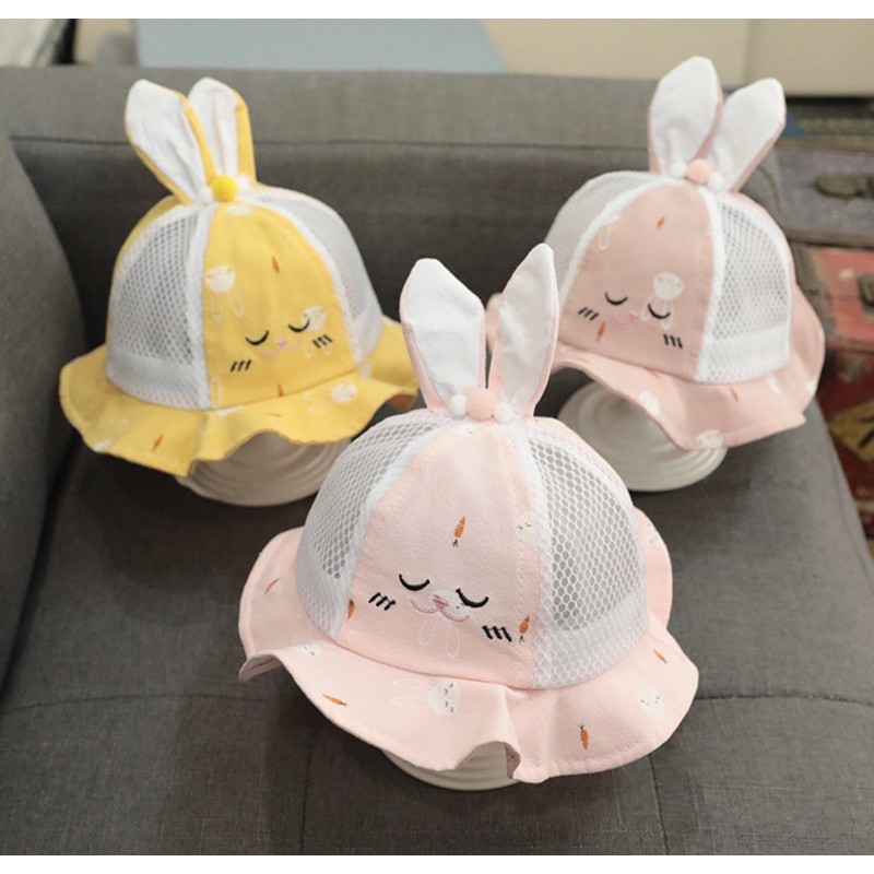 Topi Bucket Anak Bayi Telinga Bentuk Rabbit Carrot Ruffle