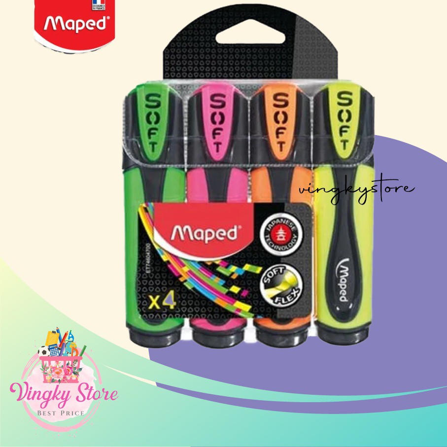 

Highlighter / Textliner Flou Peps Ultra Soft Isi 4 Maped