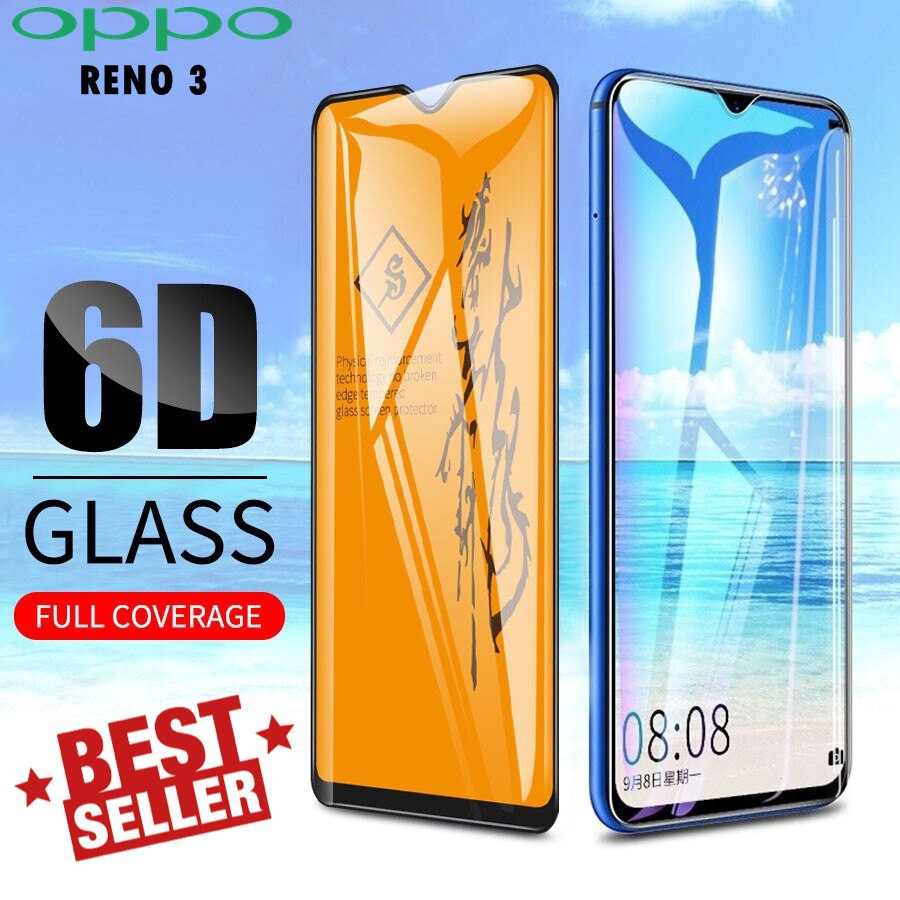 Tempered glass 5d full lem OPPO A91 RENO 3 3pro pro screen guard