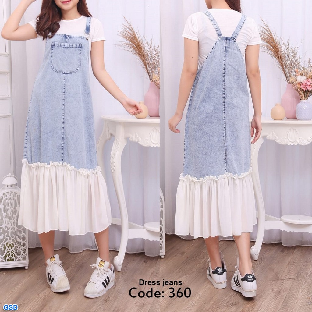 Dress Jeans 360/Rok Jeans Denim Wanita Murah/Dress Jeans Denim Premium Cewek/Overall Jeans Ceruti