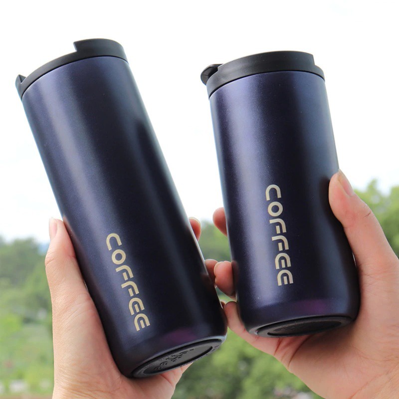 Botol Minum Mug Tumbler Thermos Termos Stainless Steel 450ml Black Blue Gradient Tahan Panas Dingin