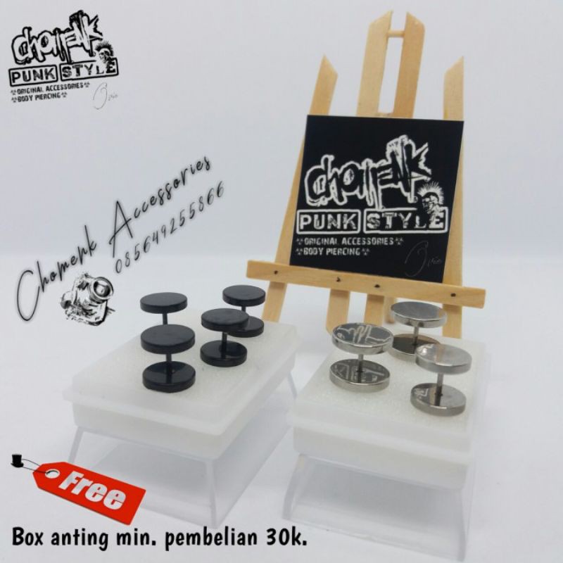 Piercing earring tindik barbel hitam (Kw) 10mm