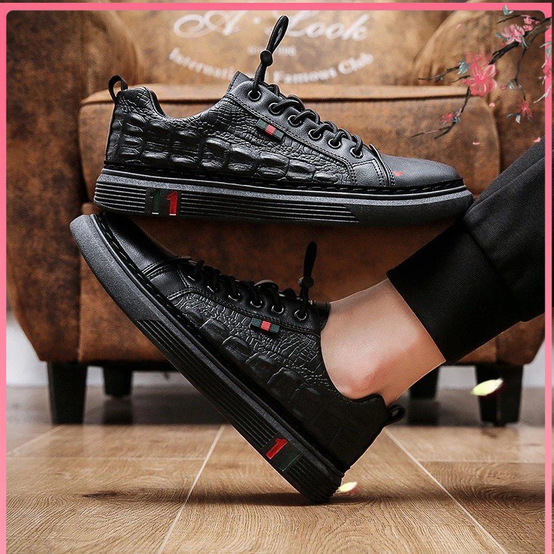HOT PROMO // Sepatu Hitam PRIA GC V2 Sneakers Aligator FORMAL Pria Casual Bahan Kulit 3D Impor Limit