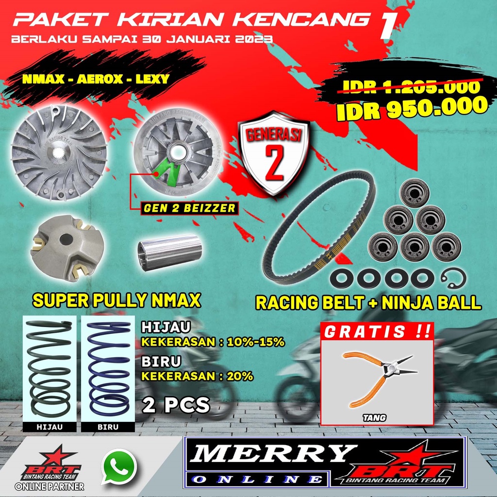 Paket Kirian Super Pully BRT Nmax Old Nmax new Aerox 155 Lexi Generasi 2