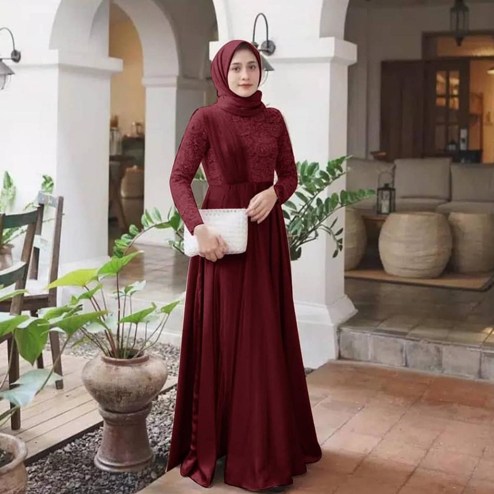 Stevia Dress Gamis Velvet Brukat Gaun Pesta Muslim