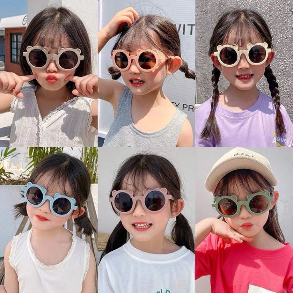 MurmerOfficial KACAMATA ANAK BAYI MODEL BULAT BERUANG BEAR IMPORT LENSA GELAP ANTI UV ALA KOREA G014