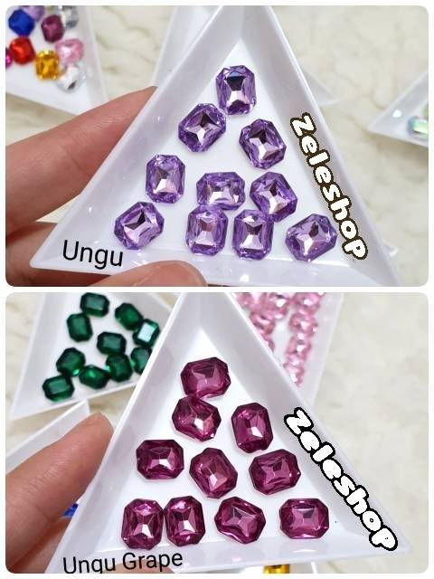 Mini Square Crystal Colour 8mm x 10 mm | Bahan tasbih digital | Bahan Nail Art | Kerajinan tangan