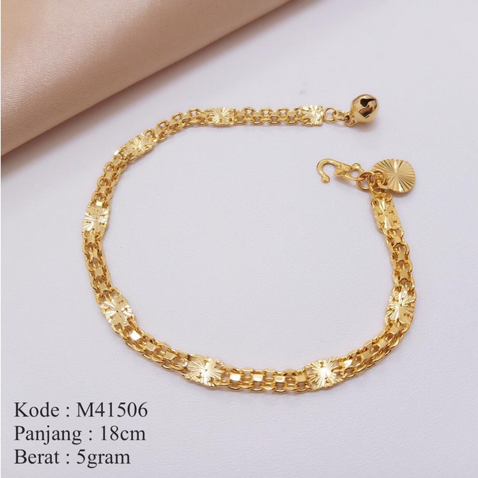 [BAYAR DITEMPAT] M41506 Gelang Tangan Rantai Lapis Emas 24karat Gold Kuning Gepeng