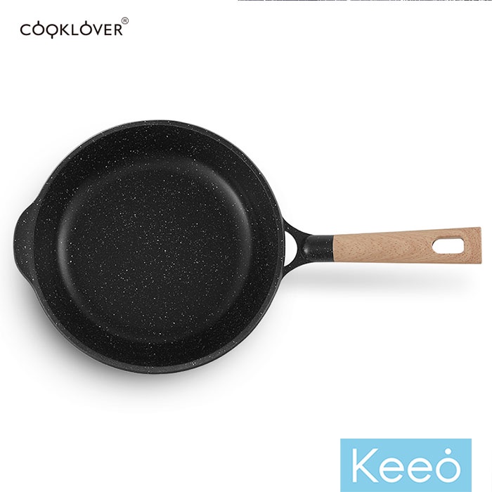 Cooklover 28 cm Wajan Penggorengan Anti Lengket Granit dgn Tutup (Deep Fry Pan) Hitam