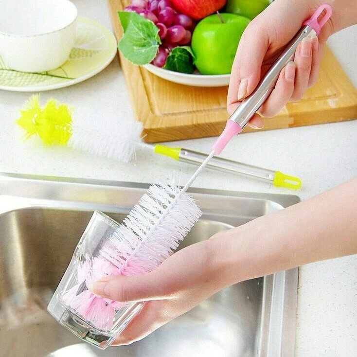 [Flexible Long Handle Cup Washing Brush] [Glass Bottle Cleaning Brush] [Kitchen Decontamination Brush] [Household Deep Clean Scrub Tool]