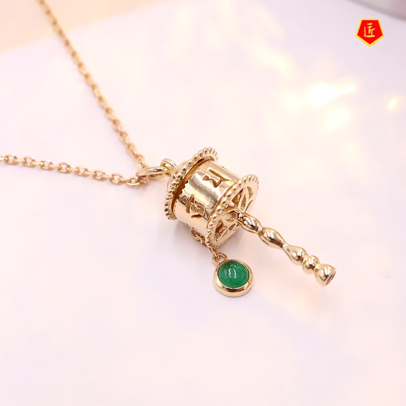 [Ready Stock]Prayer Wheel Pendant Rotatable Blessing Safety Protection Necklace