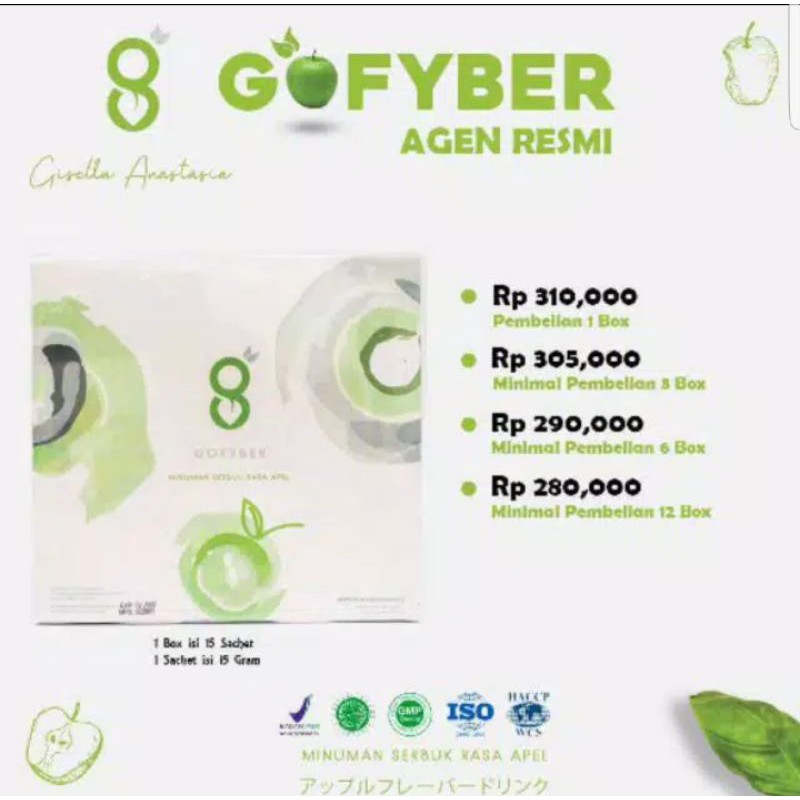 

MM. Gofyber Minuman Detox dan Slimming Rasa Apel (Pembelian 3pcs free Shaker)