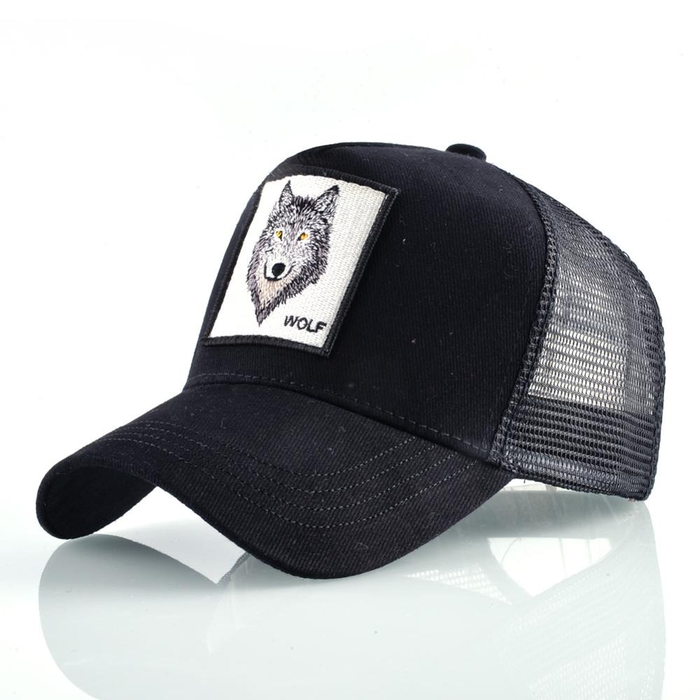 Topi Trucker Baseball Wolf Quick Drying Mesh - DH-YK - 7RHZNKBK Black