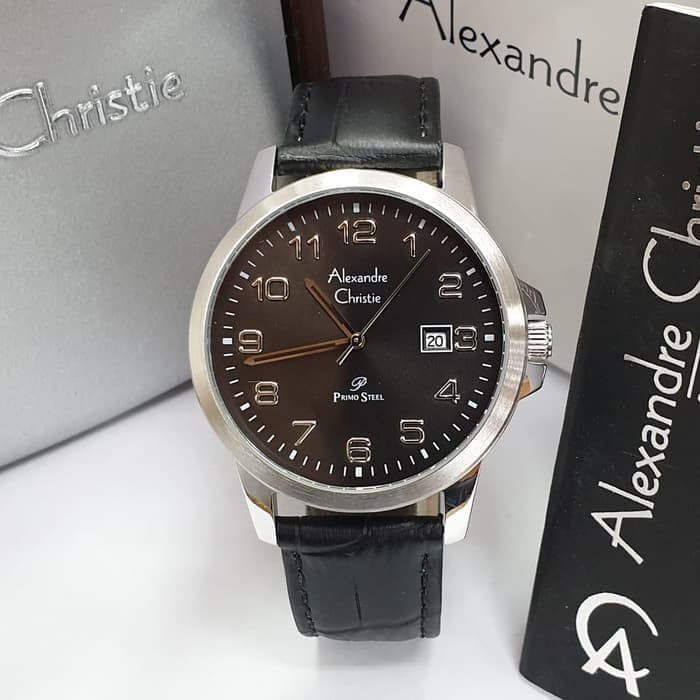 jam tangan pria alexander cristie original ac1008 kulit silver black