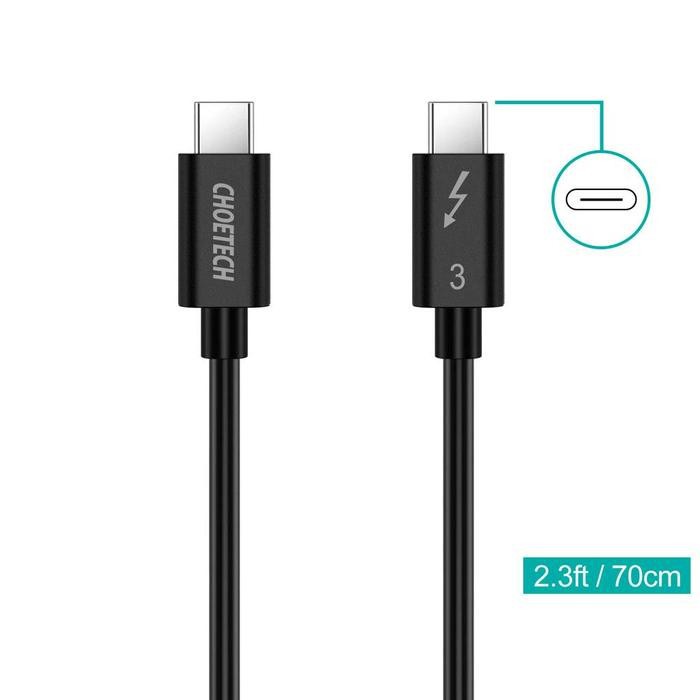 Type-c to Usb-c Thunderbolt 3 cable choetech 70cm sync data-charge-display 40Gbps UHD 5k 4k 60hz 100w a3007 a-3007