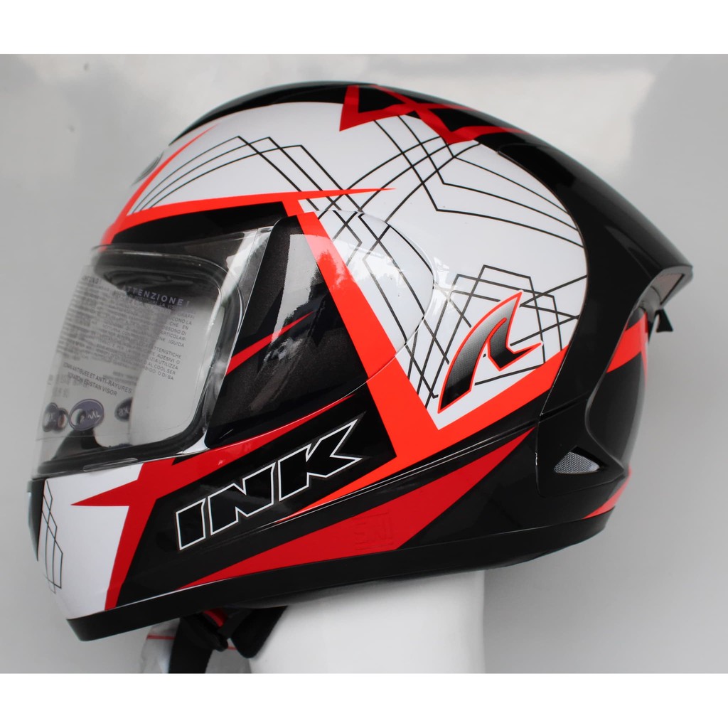 INK CL MAX #3 White Fire Red Fluo / Helm full Face / INK full Face / INK CL MAX seri 3 fire red