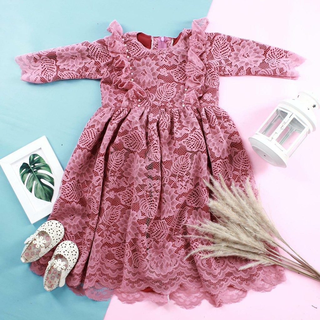 GAMIS FALENKA BRUKAT WARNA SALEM/GAMIS BRUKAT MODEL TERBARU/GAMIS KOMBINASI CANTIK/GAMIS LEBARAN/GAM