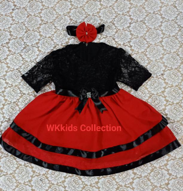 Gaun anak cantik,bahan brukat combi seruty, size 1bulan-5 tahun