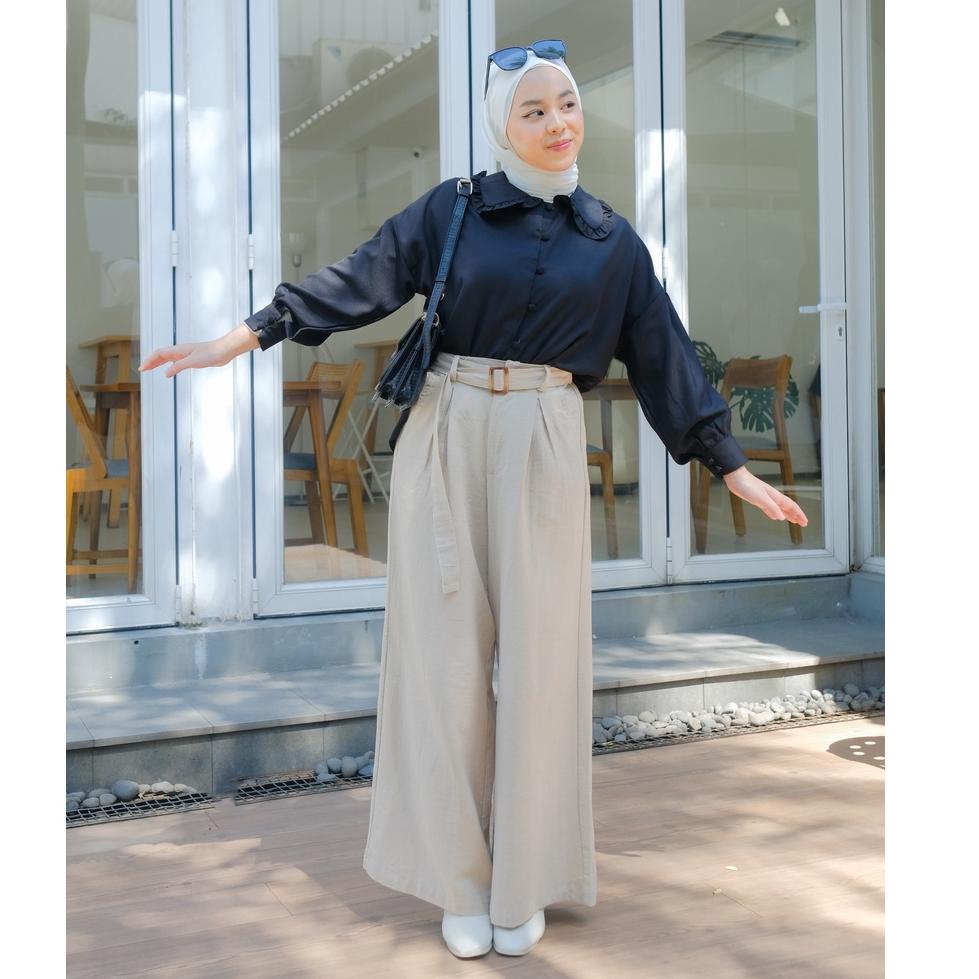 Mayoutfit Alanish Pants | Celana Kulot Wanita Linen Dengan Sabuk –SLT.504808
