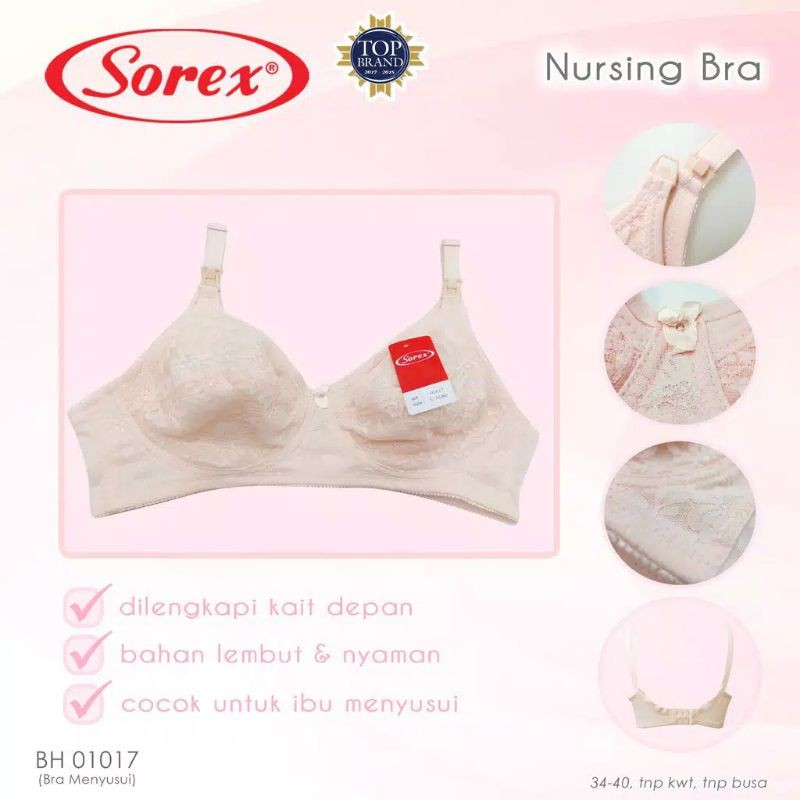 01017 Sorex Bra Menyusui Tanpa Kawat, Tanpa Busa Setara Cup C Kait 2 Motif Brukat Nursing Bra