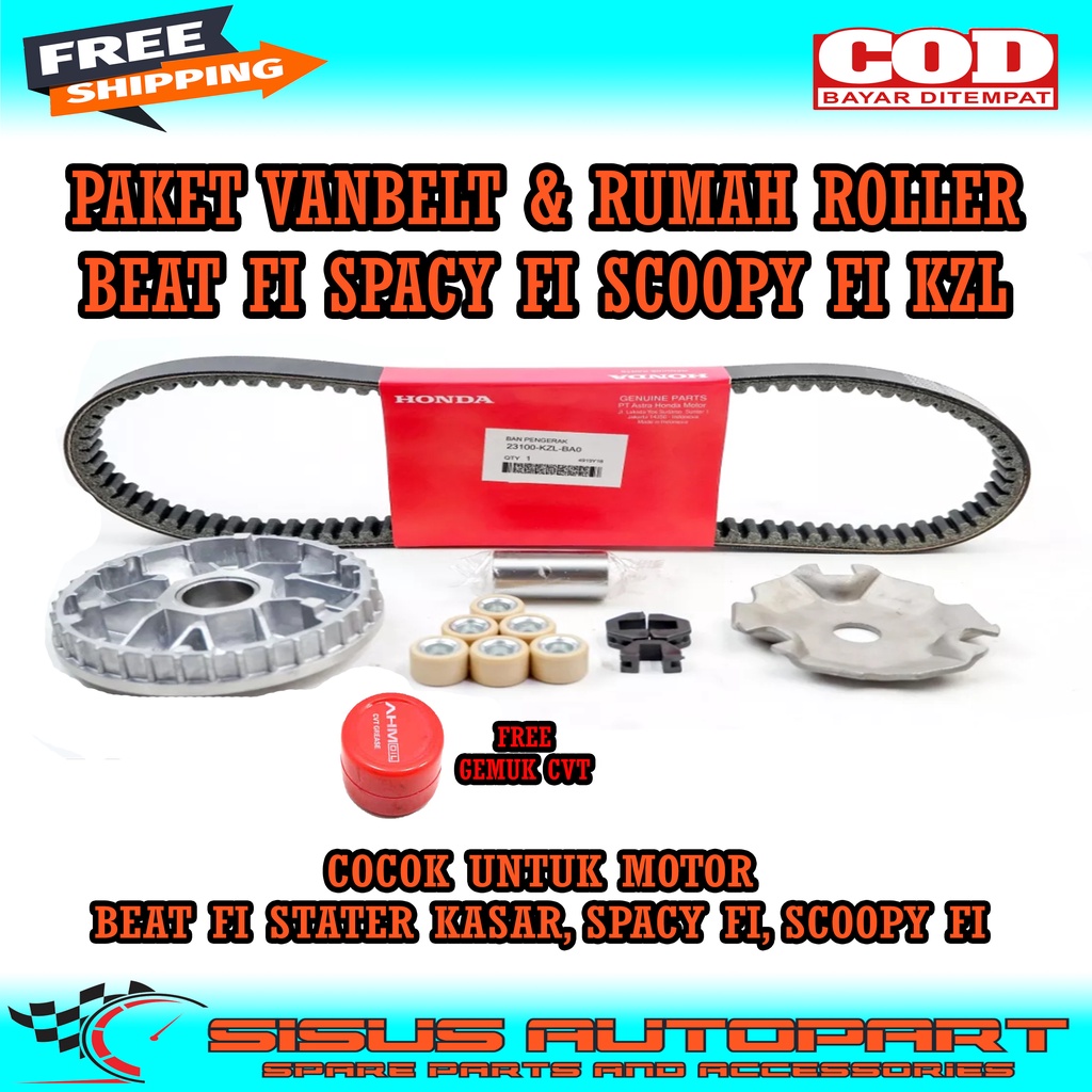 PAKET VANBELT PLUS RUMAH ROLLER ASSY BEAT FI SCOOPY FI SPACY FI VARIO 110 FI / VBELT DAN RUMAH ROLLER SET BEAT FI / PAKET CVT BEAT FI KZL