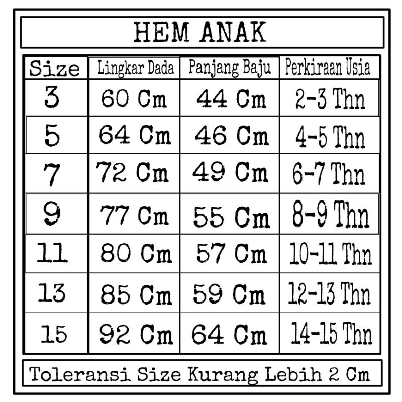 HEM ANAK MOTIF JAGUNG DAN DAUN ASEM