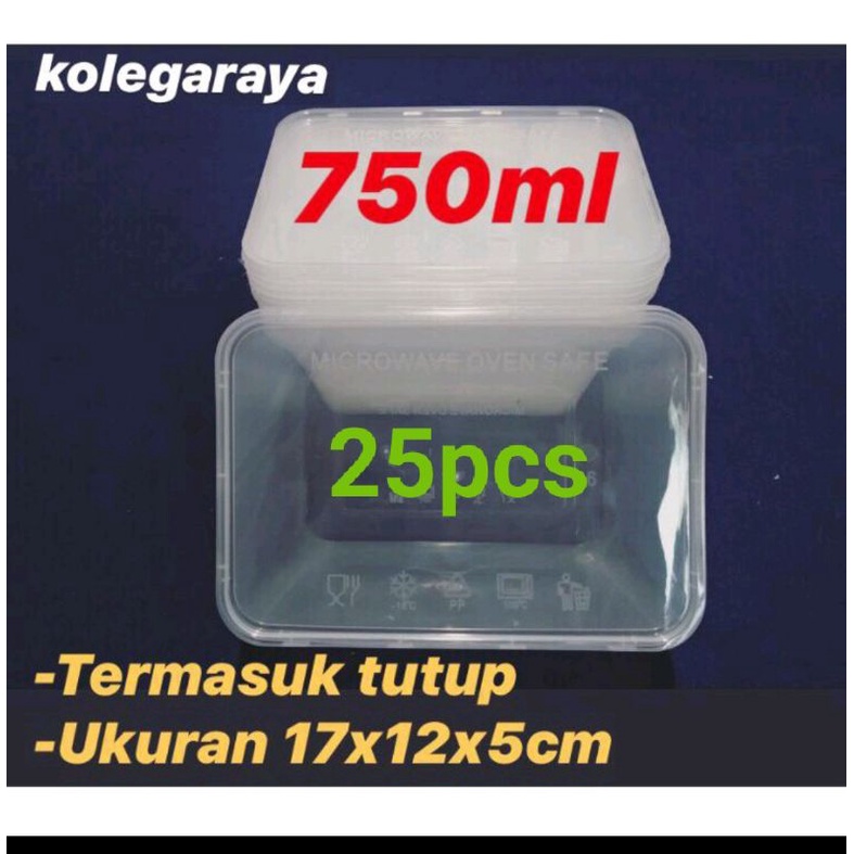 Kotak Makan Thinwall Rectangle OT750ML Plastik FoodGrade Isi 25PCS