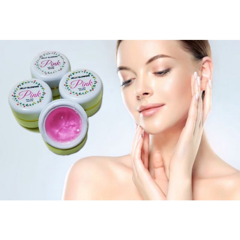 Jelly Glowing Pink Cream - Krim Pemutih Wajah - Krim Obati Jerawat, Bekas Jerawat dan Flek Hitam - Krim Wajah Glowing - Krim Mencerahkan Wajah