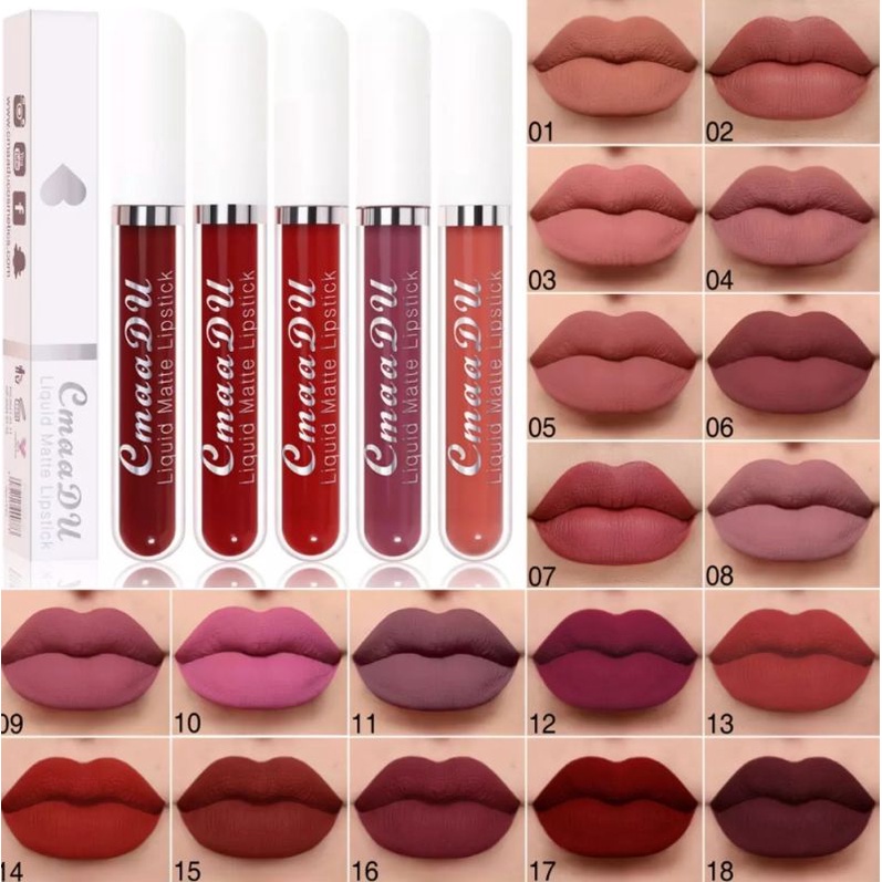 LIPSTICK MATTE 18 WARNA LIP GLAZE TAHAN AIR PELEMBAB TAHAN LAMA TIDAK MUDAH PUDAR BIBI TERLIHAT SEKSI