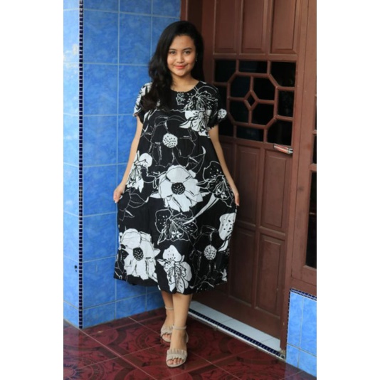 Daster payung laras hitsman murah harga grosir pekalongan batam-K. Besar Hitam