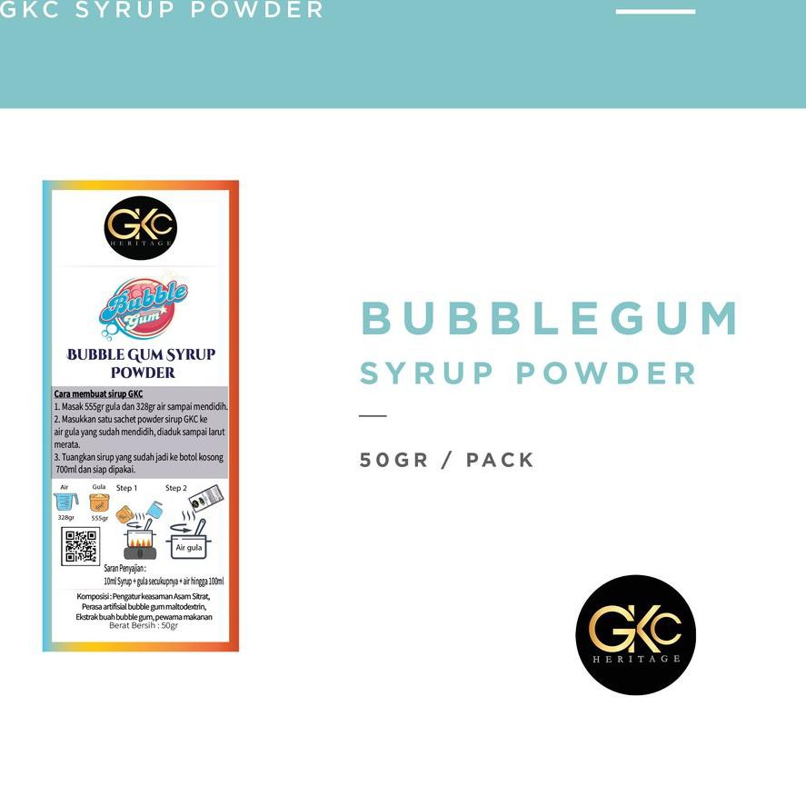 

1.1 Bubuk Sirup Bubble Gum / Permen Karet Powder Syrup GKC Heritage Konsentrat 50 gram (Import Quali