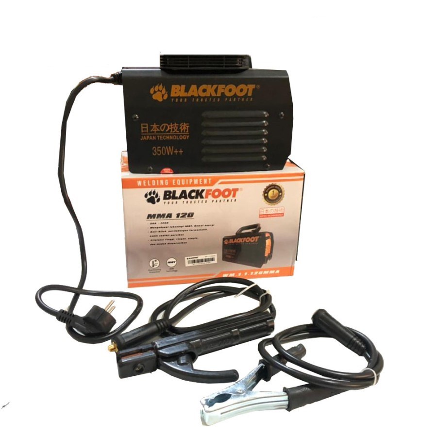 Blackfoot Mesin Las Inverter MMA 120 350 Watt / Trafo Las Inverter 350 Watt IGBT 20 A Hitam