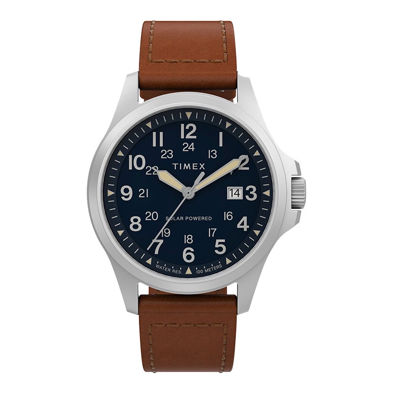 Jam Tangan Pria Timex Expedition TW2V03600 North Field Post Solar 41mm Eco-Friendly Blue Dial Leathe