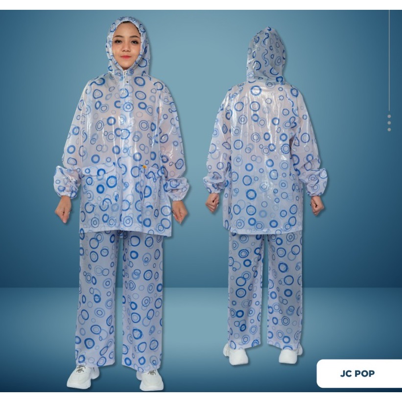 Jas Hujan Jaket Celana stelan POP Ibex polkadot onde bulat cakep motif Dot setelan stylist